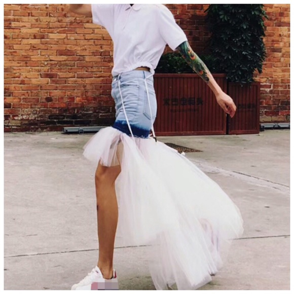 🎁 The Clairette Denim Tulle Skirt - Picture 4 of 5